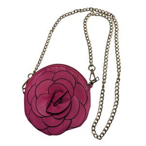 Pink Flower Small Purse with Gold Chain Strap